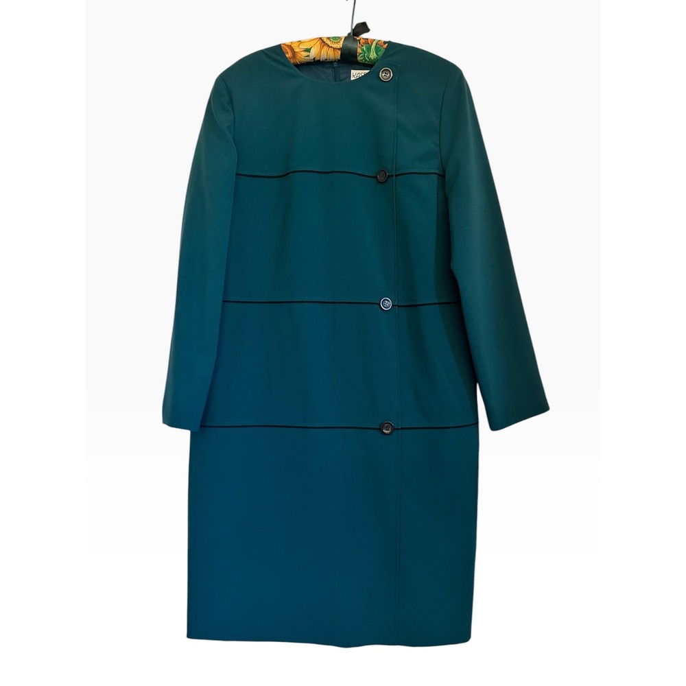 Kasper ASL Womens Teal Sheath Dress Asymmetrical Button Front Sz 14 Office New